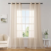 Elegant Lightweight Grommet Light Filtering Window Solid Color Sheer Curtains Cream 42Wx84L